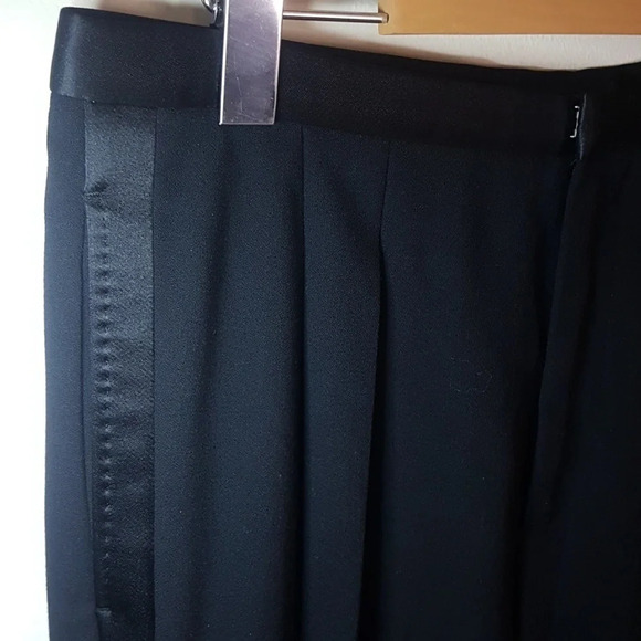 Tom Ford wool/silk crepe dbl pleated satin trim ladies tuxedo formal pants - Picture 7 of 15
